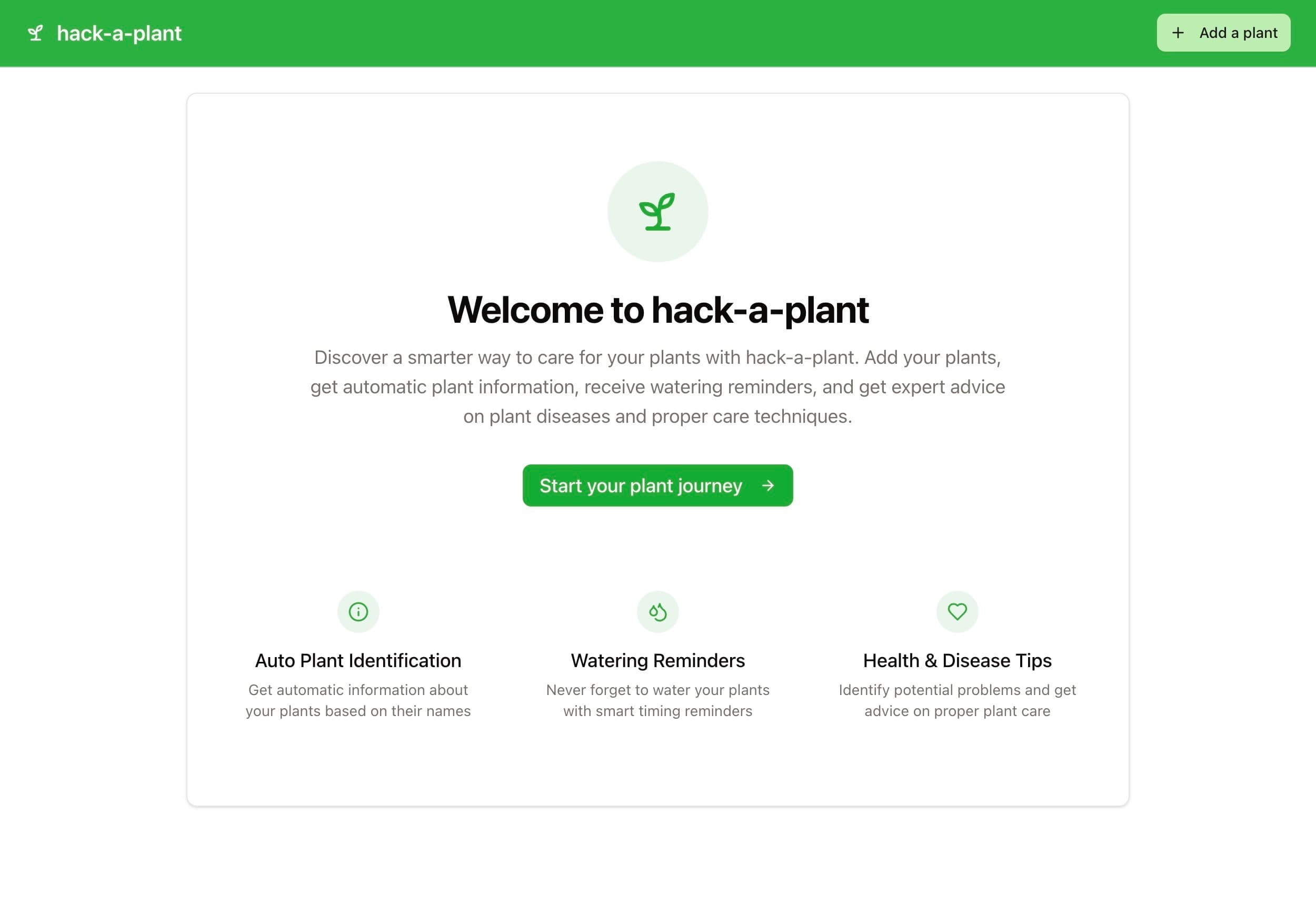 Initial Homepage with Welcome Screen